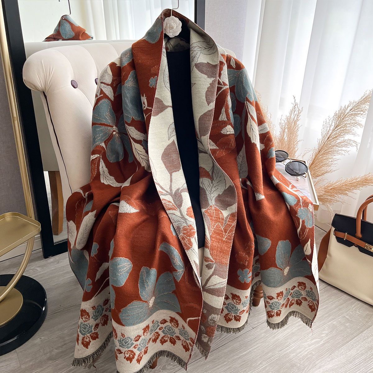 Cashmere Scarf Wrap - Donne Addensare Lusso Inverno Paisley Sciarpe