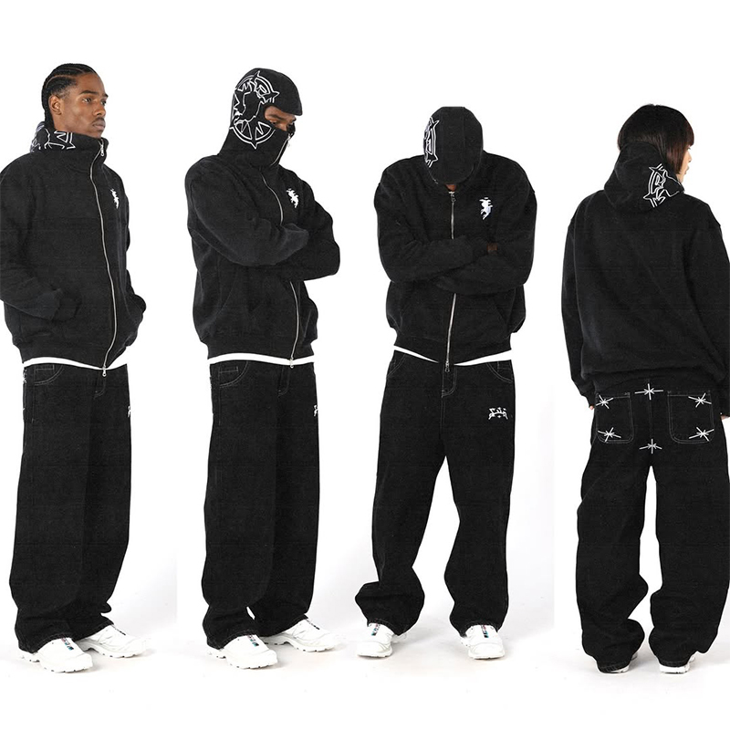 Winter Clothes Shop - Felpa con cappuccio streetwear grafica ricamata